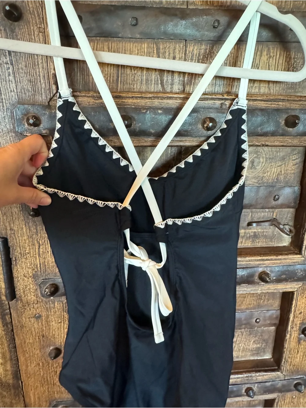Cupshe Black One-Piece Swimsuit with White Trim